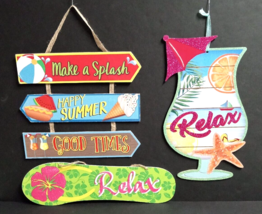 Beach Sandal Bar Glitter Party Relax Fun Tropical Drinks Decor Sign Lot ... - $19.99