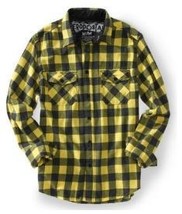 MEN&#39;S GUYS AEROPOSTALE GINGHAM YELLOW CHECKERED BUTTON-UP FLANNEL NEW $54 - $39.99