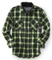 MEN&#39;S GUYS AEROPOSTALE GINGHAM GREEN CHECKERED BUTTON-UP FLANNEL NEW $54 - £31.87 GBP