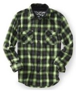 MEN&#39;S GUYS AEROPOSTALE GINGHAM GREEN CHECKERED BUTTON-UP FLANNEL NEW $54 - £31.41 GBP
