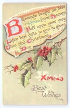 Postcard Xmas Christmas Best Wishes Embossed c.1909 Posted West Shokan New York - £3.57 GBP