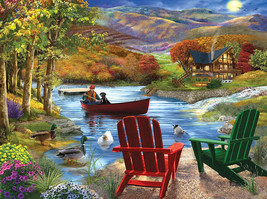 Framed canvas art print giclée lake life country fishing log cabin - £31.15 GBP+