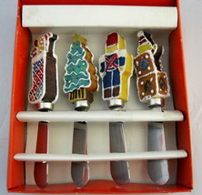 Christmas Holiday Party Cheese Spreader International Bazaar Set of 4  - £15.72 GBP