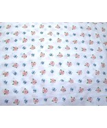 White,Cotton Fabric Pink Flowers and Blue Butterflies Quilting, Crafting... - £15.91 GBP