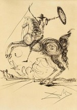 Salvador Dali Don Quixote Sepia Platte Signiert Offset Lithographie - £82.09 GBP