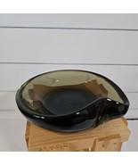 Green Ashtray Candy Bowl Trinket Smokey 6 inch Art Glass Vtg - $20.17 CAD