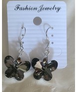 Black/Gray ~ Resin ~ Butterfly Earrings ~ Silver Alloy ~ 1.5&quot; Dangle Ear... - £11.76 GBP