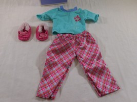 American Girl Doll  Petals &amp; Plaid Pj&#39;s  includes Slippers ! Pajamas with Box - £14.29 GBP