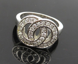 925 Sterling Silver - Shiny Topaz Interlocking Circles Band Ring Sz 8 - RG18669 - £29.82 GBP