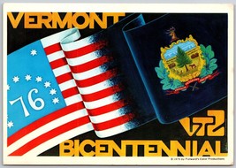 Bicentennial postcard Patriotic 1976 Vermont Greetings flag - $6.85