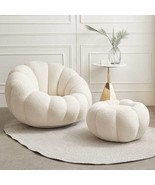 Japanese Scandinavian Pumpkin Floor Sofa With Stool Pumpkin Stool Boucle... - $3,170.22 CAD