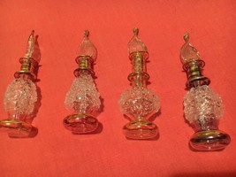 Set Of 15 Mouth Blown Egyptian Perfume Bottles Pyrex Gold Painted Glass 4&quot; - £44.20 GBP