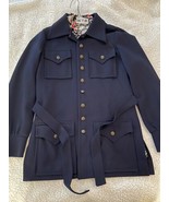 Vintage Act III Brand Dacron Polyester Print Shirt And Navy Blue Jacket ... - $32.73