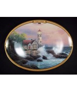 Thomas Kinkade oval porcelain collector plate Hope&#39;s Cottage gold rim 9x7&quot; - $12.95