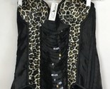 NWT Velvet Kitten Lingerie Black Leopard Print Sequin Women&#39;s MEDIUM Bus... - $24.74