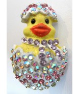 BABY CHICK PIN BROOCH HATCHING FROM AURORA RHINESTONES EASTER EGG - $14.95