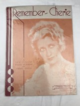 Remember Cherie  Ruth Etting Sheet Music Sam Coslow Pierre Norman Jimmy Grier - £7.95 GBP