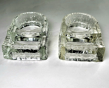 Set Of 2 Vintage Glass Iceberg Tea Light Holder Base Stands 4x3in Ice Bl... - $30.00