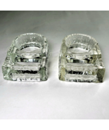 Set Of 2 Vintage Glass Iceberg Tea Light Holder Base Stands 4x3in Ice Bl... - $41.14 CAD