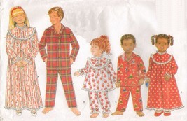 Girls Boys Ruffled Yoked Nightgown Pajamas PJS Top Pants Sew Pattern 7-10 UNCUT - £10.35 GBP