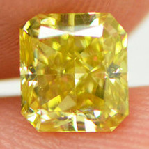 Radiant Shape Diamond Fancy Yellow Color Loose Natural Enhanced 1.07 Carat SI1 - £933.37 GBP