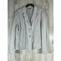 J Jill Blazer Jacket Size Medium Light Gray Silver Metallic Linen Blend ... - £20.65 GBP