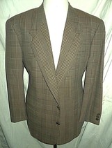 D23 42 R Italy Wool Cotton Armani Blazer Sport Coat Jacket Mens Plaid Brown - $119.99