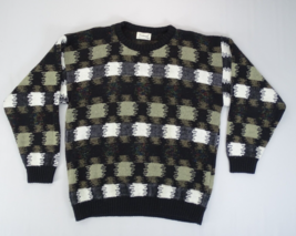 Vintage Protege Sweater Mens Large Black White Acrylic Crewneck Grandpa ... - £20.51 GBP