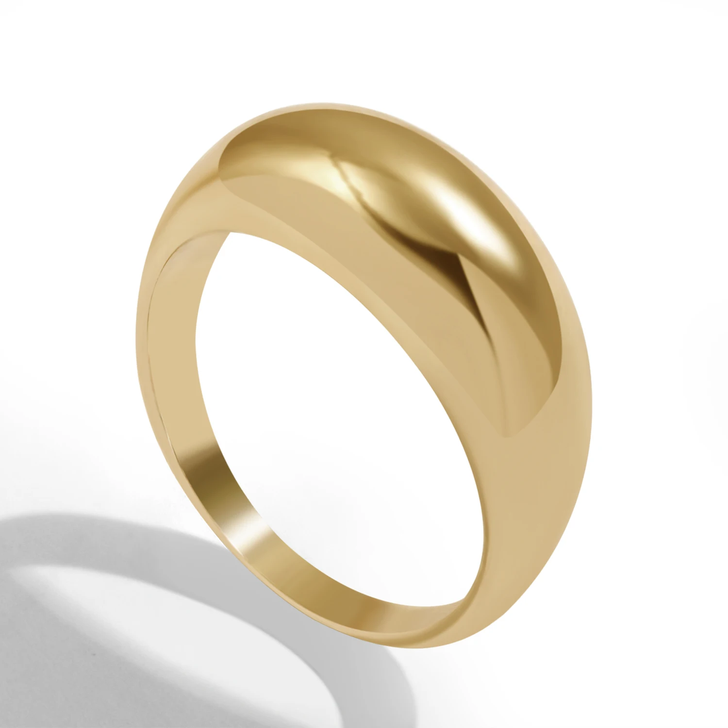 Minimalist GolChunky Rings Trendy Geometric Round Circle Rings for Women Thick S - £12.35 GBP
