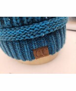 Dark Teal ski hat chunky thick knit slouch cap beanie winter crochet hat... - $12.00