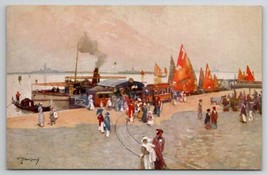 Venice Italy Lido Venezia Piazzle S Maria Elizabetta Seaside Art Postcard C39 - £6.13 GBP