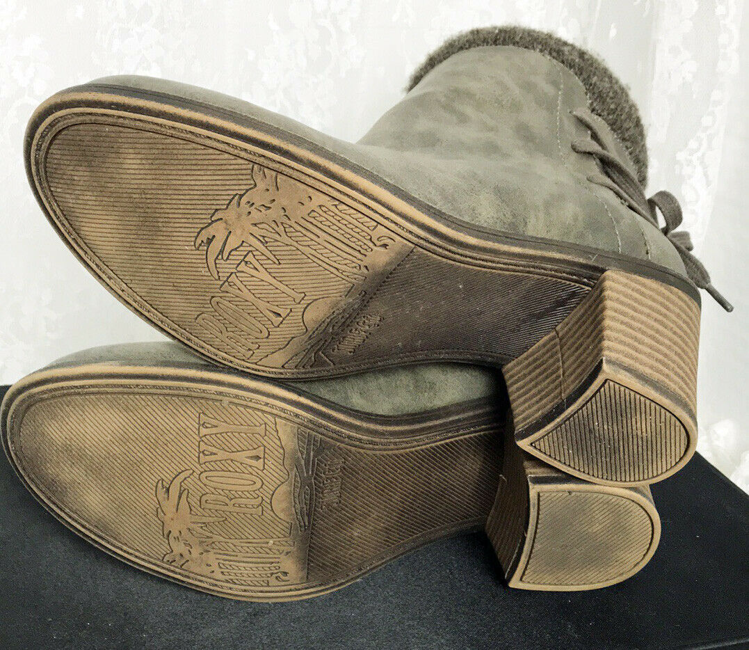 Roxy Women's Boots Size 8 Dakota Ankle Faux Leather Knit Tops Fuzzy Lining Item image 5