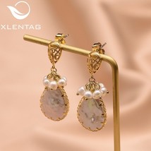 XlentAg Statement Natural Water Drop Baroque  Pendant Wave Earrings Women Weddin - £18.46 GBP