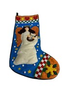 Jumbo Felt Christmas Stocking Applique Angel Harp Hearts - £22.80 GBP