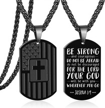 Zocomi Dog Tag Cross Necklace for Men Boys, 24 Inches American Flag Stainless - £17.74 GBP