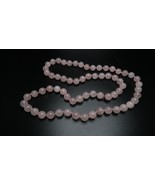 Antique 30&quot; x 10mm Chinese Rose Quartz Knotted Necklace NB3 - $1,974.05 MXN