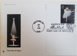 First Day Issue American Ballet Postcard, Stamp Sep 16 1998  - £2.39 GBP