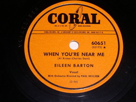 Eileen Barton When You&#39;re Near Me Wishin 78 Rpm Phonograph Record Coral ... - £31.46 GBP