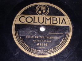 Joe Hayman Cohen On The Telephone 78 Rpm Phonograph Record Columbia Label - £31.46 GBP