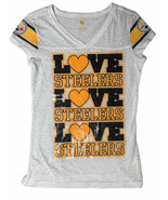 Youth Girls NFL Pittsburgh LOVE STEELERS White Short Sleeve Burnout Shir... - $12.86