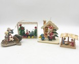 Vintage wooden Miniature LOT Of 4 Ornaments Angels Nativity Japan Santa ... - £23.51 GBP