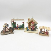 Vintage wooden Miniature LOT Of 4 Ornaments Angels Nativity Japan Santa Train - £23.56 GBP