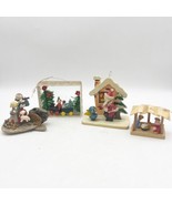 Vintage wooden Miniature LOT Of 4 Ornaments Angels Nativity Japan Santa ... - £23.46 GBP