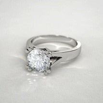 2.60CT Simulated Diamond Solitaire Engagement Ring 14K White Gold Plated Silver - £85.65 GBP