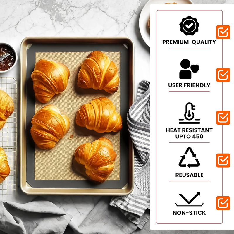 Silicone Baking Mats Half Sheet Non Stick for Oven Reusable 4 Pack - Thick Heavy Item image 6