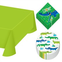 Alligator Party Supplies - Paper Dessert Plates, Beverage Napkins, and Table Cov - £11.31 GBP+