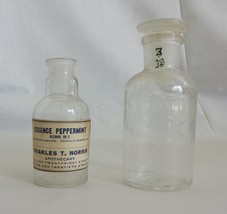 Lot Antique 2pc Empty Apothecary Glass Medicine Bottles Phila Pa Charles Norris - £48.67 GBP
