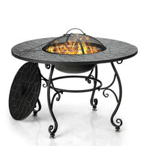 35.5 Feet Patio Fire Pit Dining Table With Cooking BBQ Grate - $172.85