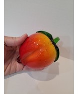 Art Glass Red Peach Hand Blown Murano Style Fruit Decor (A)  Controlled ... - $24.51 CAD