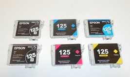 6 Used Empty Epson 125 Black &amp; Color Ink Cartridges Lot - $19.75